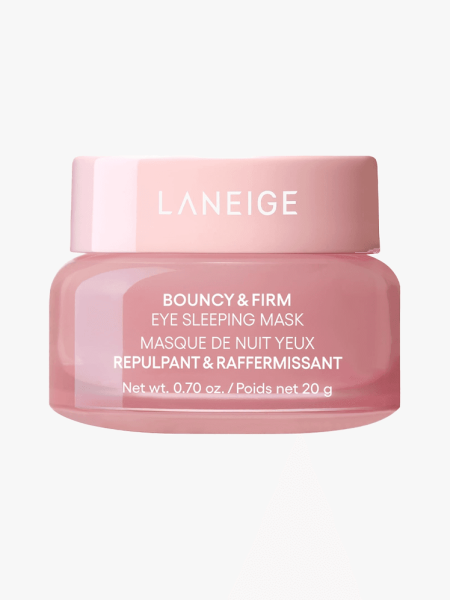 Laneige Bouncy & Firm Eye Sleeping Mask in branded component on a light gray background