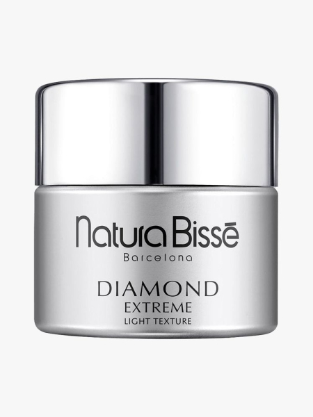 Natura Bissé Diamond Extreme Light Texture silver jar on light gray background